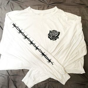 Long Sleeve Cropped White Shirt